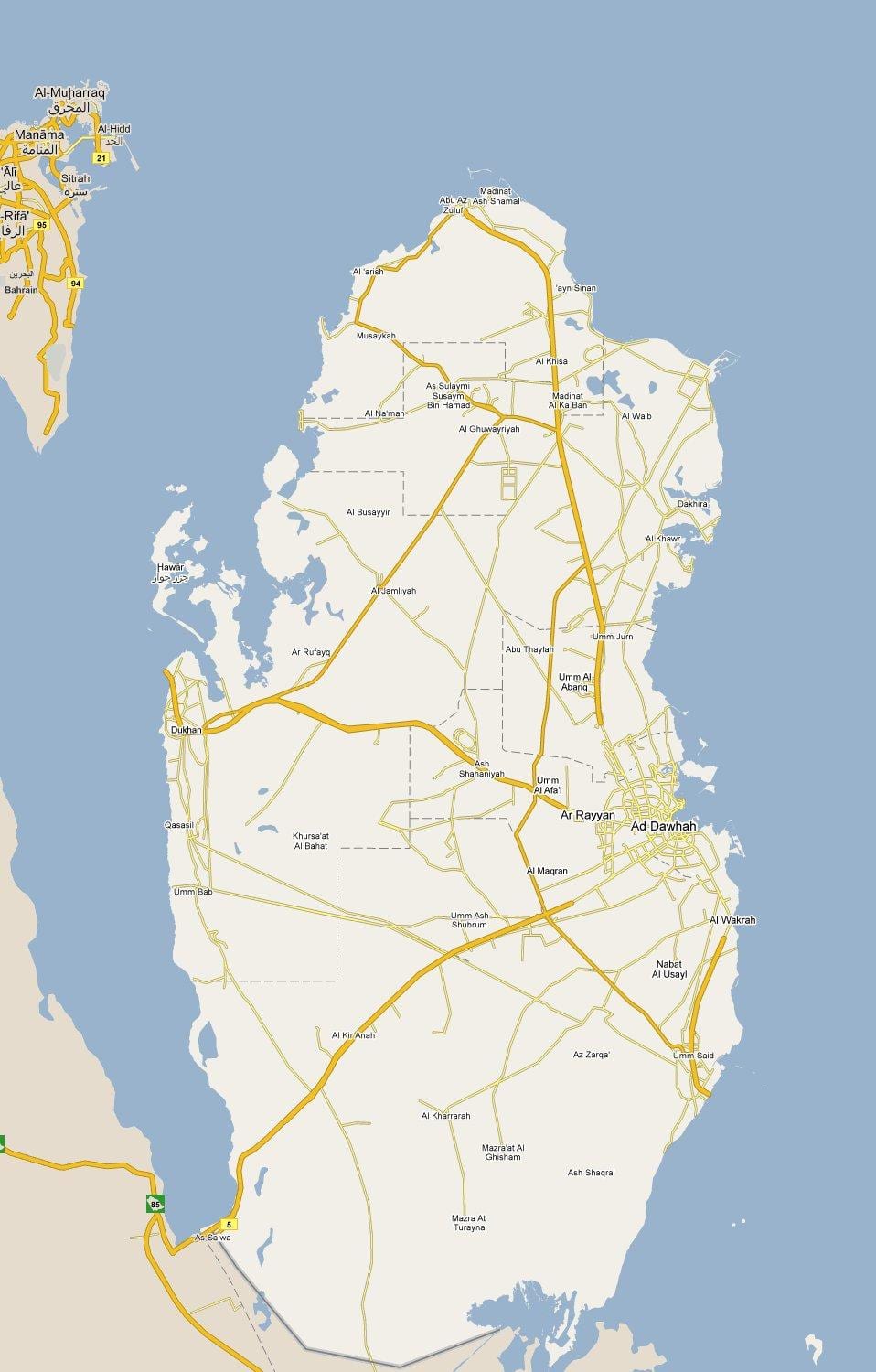 地图，显示卡塔尔