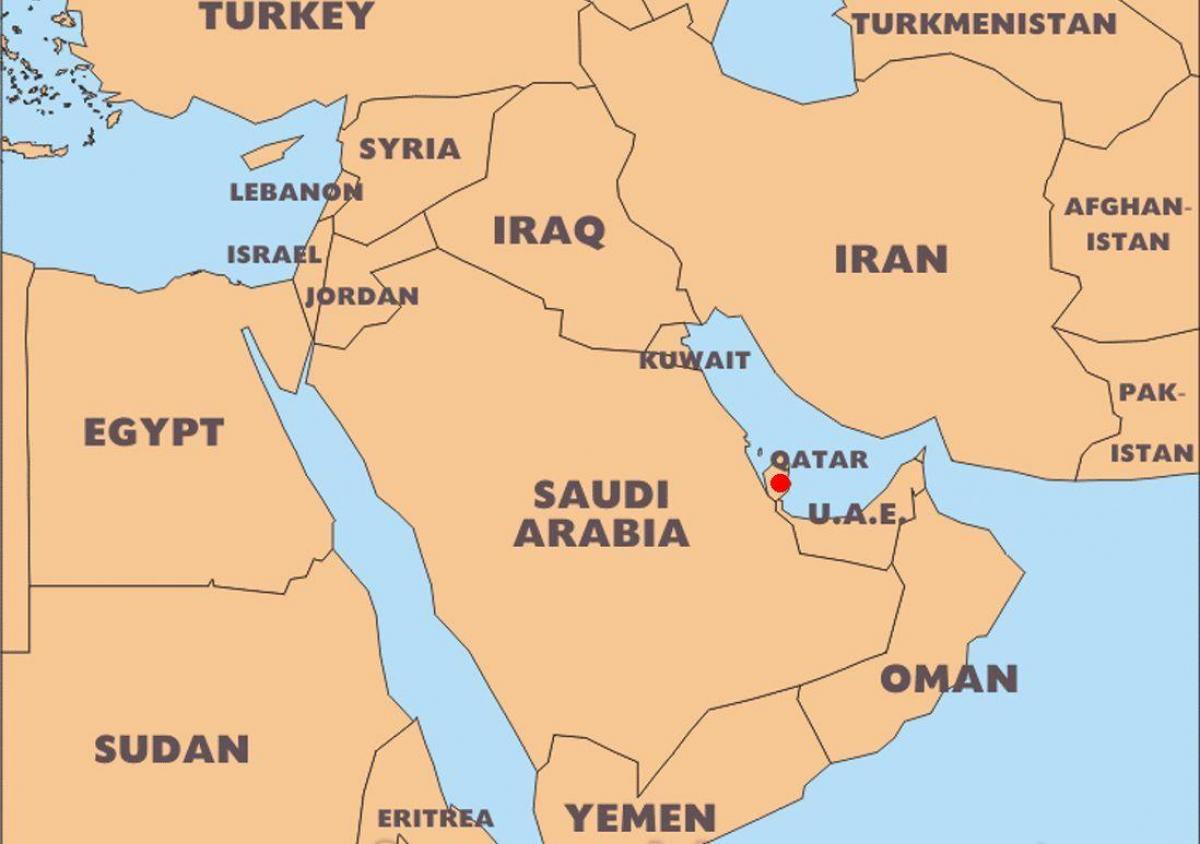 世界地图卡塔尔的位置