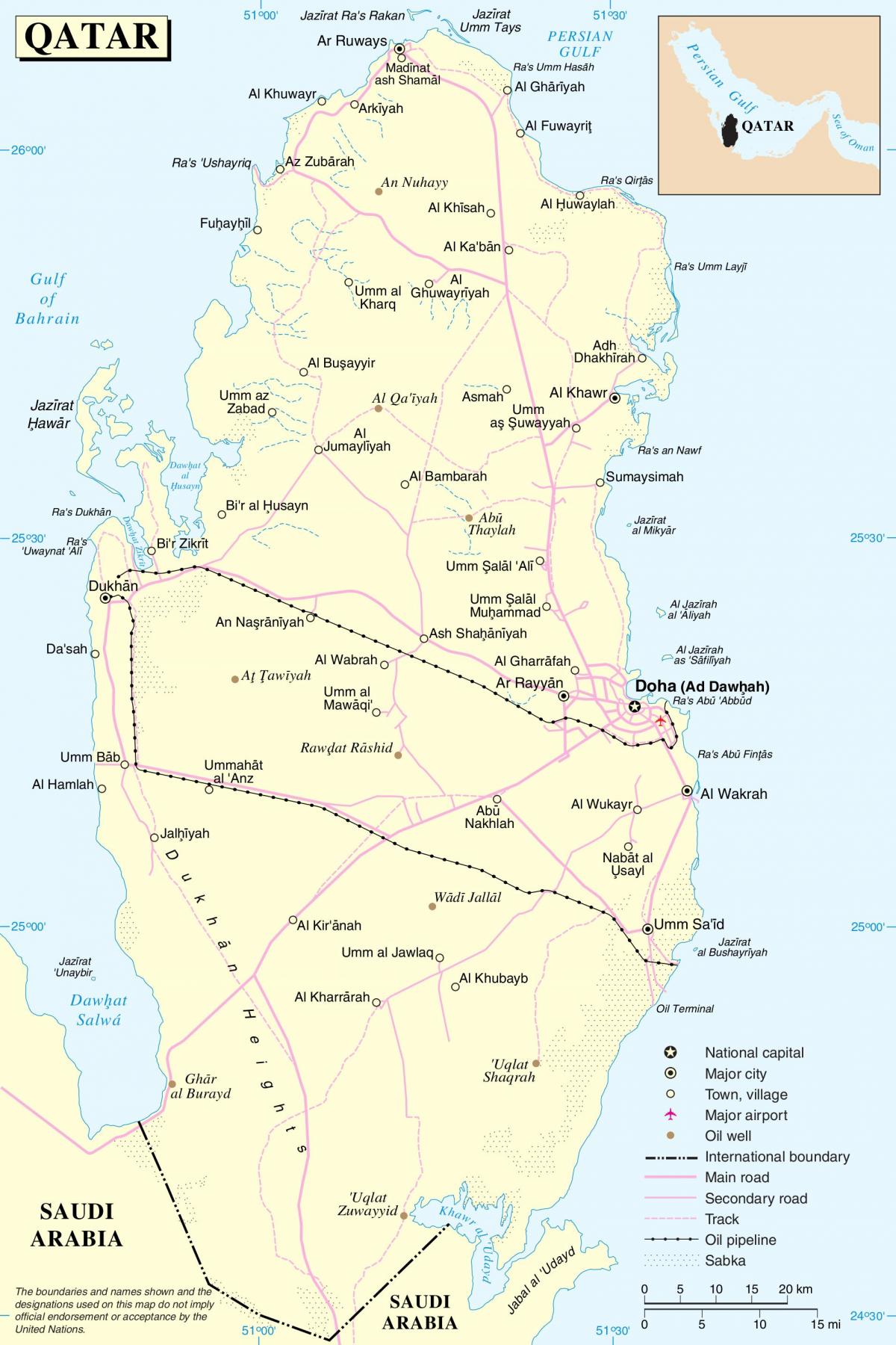 卡塔尔的公路路线图