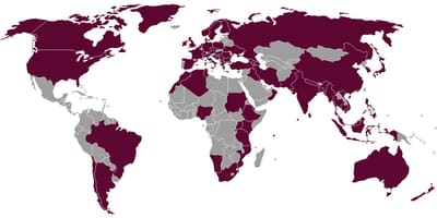 卡塔尔航空公司的目的地的地图