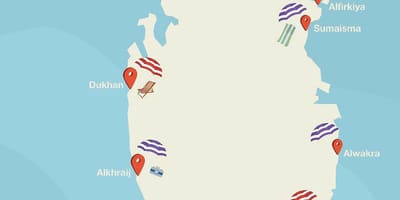 Al ghariya海滩卡塔尔的地图